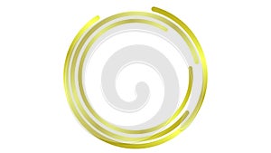 Animated golden circular frame spins. Linear symbol rotates. Copy space for text.