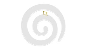 Animated golden symbol of mouse cursor. Arrow moves out and clicks. Icon in sketch style. Hand drawn vector illustration