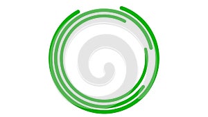Animated green circular frame spins. Linear symbol rotates. Copy space for text.