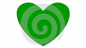 Animated green heart pounding. Looped video of beating heart.