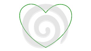 Animated green linear pounding heart. Looped video of beating heart. Concept of love, health, passion, medicine.