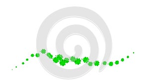 Animated green symbol of leaf of clover. Icon of ?rish plant fly from left to right. A wave of clover.