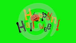 Animated happy halloween  with green screen