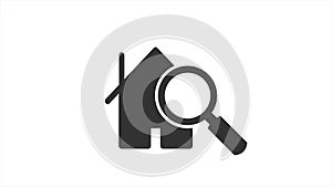 Animated Home renovation concept. House inspection video. Magnifying glass.