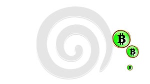 Animated icon with a bitcoin simbol pop-up icons one by one on a white background.