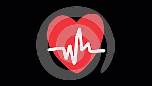 Animated icon cardiogram heart. Frame by frame animation. Alpha channel