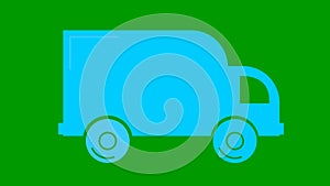 Animated icon of delivery car. Blue truck rides. Concept of delivery, moving, logistic, trucking, shipping. Looped video.