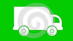 Animated icon of delivery car. white truck rides. Concept of delivery, moving, logistic, trucking, shipping. Looped video.