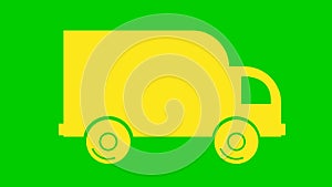 Animated icon of delivery car. Yellow truck rides. Concept of delivery, moving, logistic, trucking, shipping. Looped video.