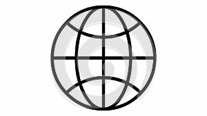 Animated icon of globe. Line black symbol of planet. Concept of net, web, internet