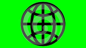 Animated icon of globe. Line black symbol of planet. Concept of net, web, internet.