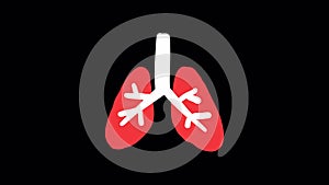 Animated icon lungs. Frame by frame animation. Alpha channel