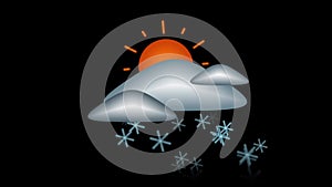 Animated icons of clouds, sun, rain, snow for weather forecasts.