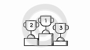 Animated Illustration of a Doodle Trophy on Podium.