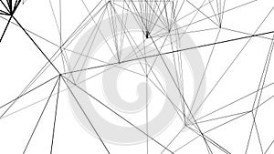 Animated interconnected black geometric lines over a white background.