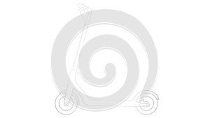 Animated linear silver icon of electric kick scooter. Line symbol is drawn. Urban mobile youth transport. City transportation.