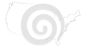 Animated linear silver icon of USA map is drawn. Symbol of United states of America. Line vector illustration