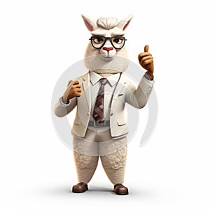 Animated Llama In Business Suit: Quirky Character Design For Science Academia