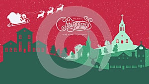 Animated Merry Christmas Background with parallax effect, paper art and craft style