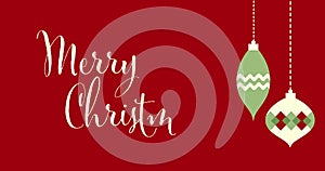 Animated Merry Christmas Text with Vintage Ornaments