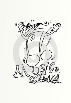 Musical note Animated symbol, with bandana anti covid 19 photo