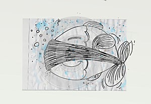 fish Animated symbol, with bandana anti covid 19 photo