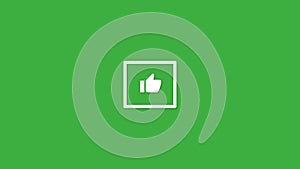 Animated Mouse cursor clicks on the square thumbs up  icon . Thumb up. Loop animation on green screenl