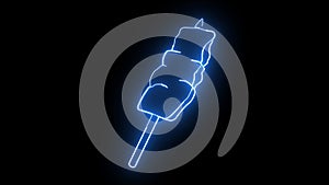 animated oden icon with a glowing neon effect