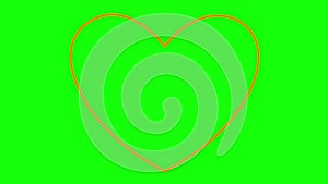 Animated orange linear pounding heart. Looped video of beating heart. Concept of love, health, passion, medicine.