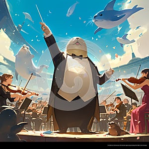 Animated Orchestral Performance with Pirate Whale Maestro