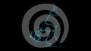 Animated Outline Map of Cameroon with Regions