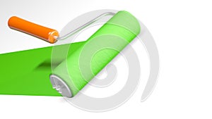 Animated paint roller with green paint