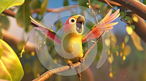 Joyous Parakeet in Flight