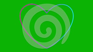 Animated pink blue linear pounding heart. Looped video of beating heart. Concept of love, health, passion, medicine.