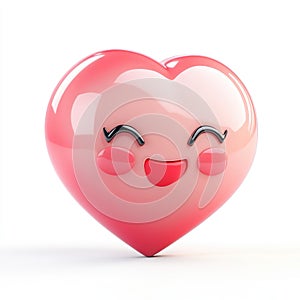 Happy Pink Heart Emoji, 3D Render Illustration photo