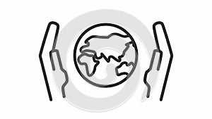 Animated protect earth linear icon