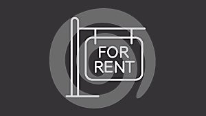 Animated rent sign white line icon