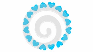 Animated rotating blue heart circle. Looped video.