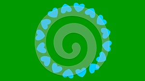 Animated rotating blue heart circle. Looped video.