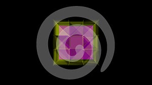 Animated rotating and pulsating concentric cubes in spectrum colors.
