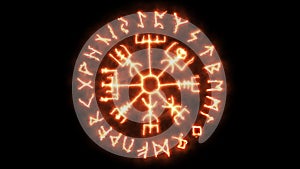 This is Animated Runic Sign. Runic Circle on Fire, Futhark
