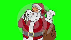 Animated Santa Claus Waving Close up on Green Screen