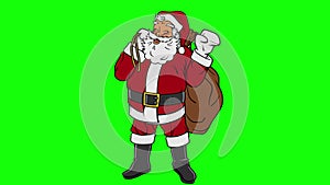Animated Santa Claus Waving on Green Screen