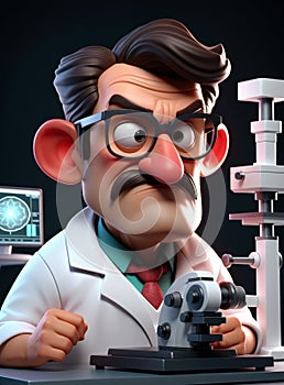 Animated scientist at work in modern lab setting