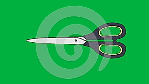 Animated scissors. from open to close. Loop green screen graphic resouce