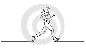 animated single line drawing of athletic woman running