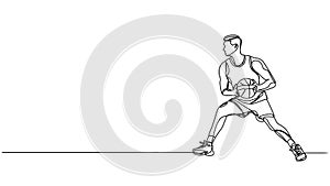 animated single line drawing of basketball player