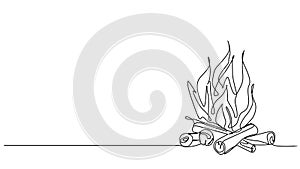 animated single line drawing of campfire