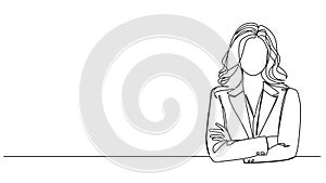 animated single line drawing of confident woman in business attire