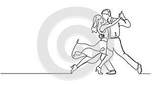 animated single line drawing of couple dancing